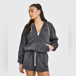 Oner Active Raw Lounge Oversized Zip Hoodie | Coal - S